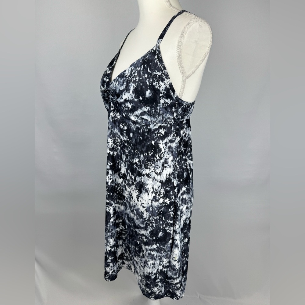 Athleta Zumma Swim Dress UPF 50+ Open Back Black Tie Dye Tennis Large Petite - Picture 6 of 12